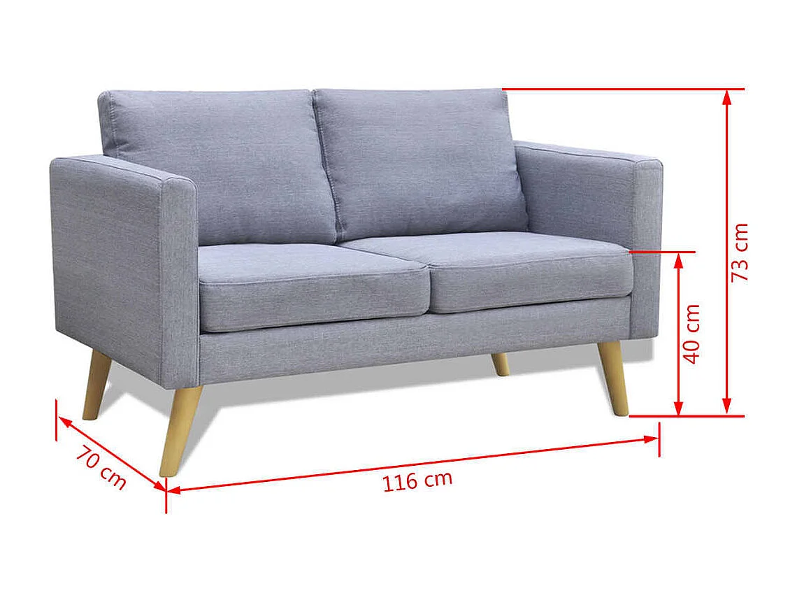 Canapé à 2 places Tissu Gris clair REO88131