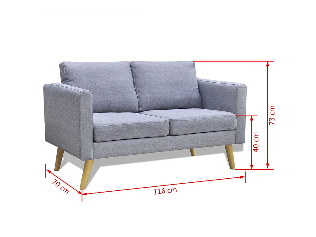 Canapé 2 places en tissu gris clair REO