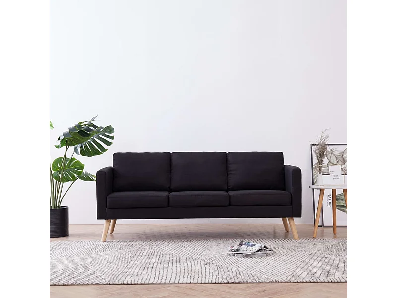 Canapé à 3 places Tissu Noir REO95159