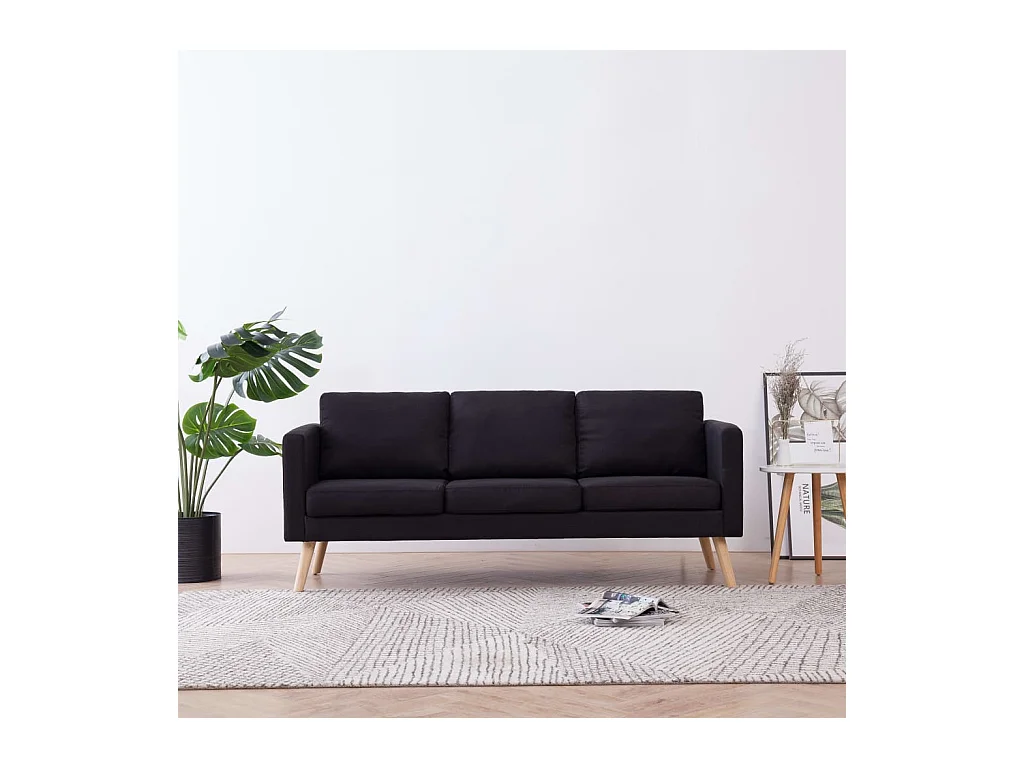 Canapé à 3 places Tissu Noir REO95159