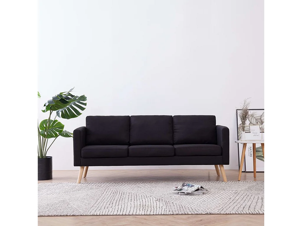 Canapé à 3 places Tissu Noir REO95159