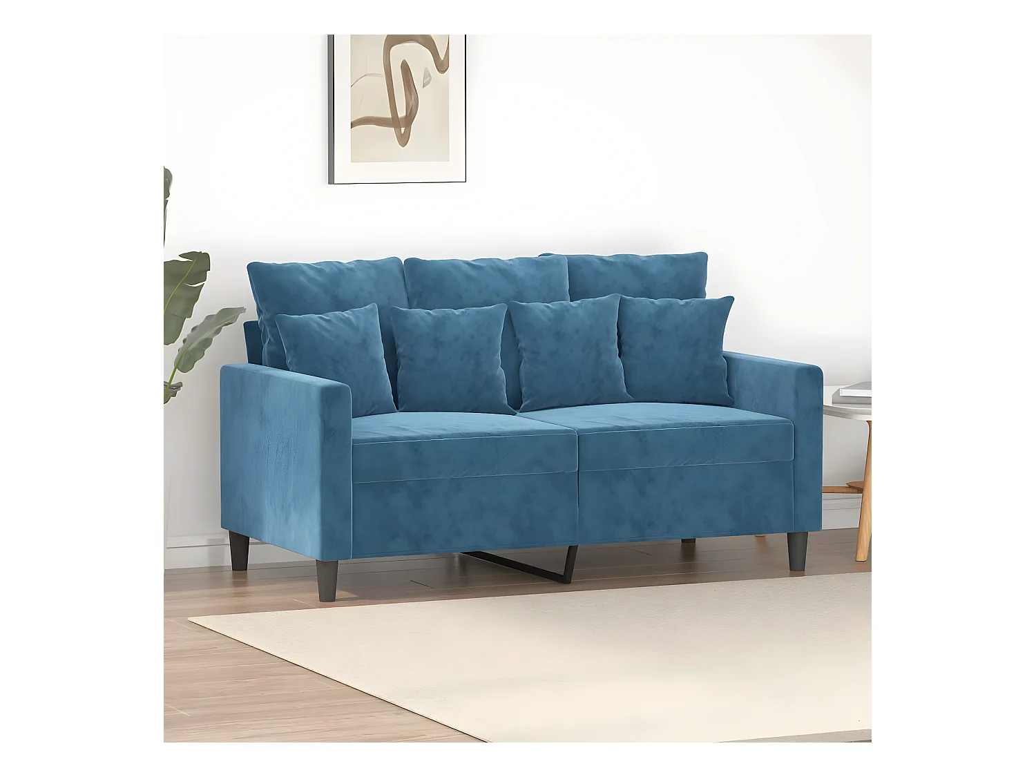 Tweezitsbank 120 cm fluweel blauw BE412540