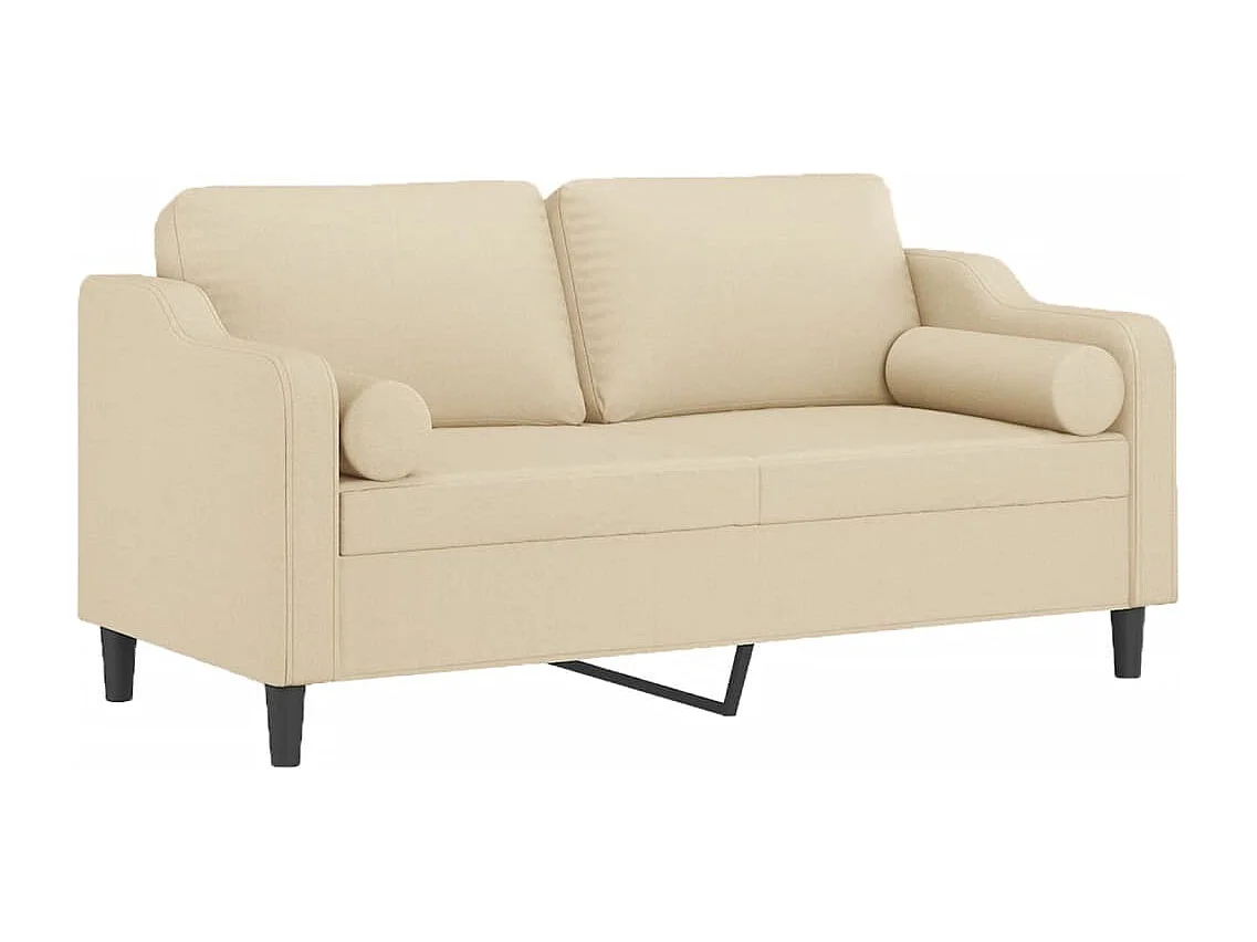 Canapé 2 places avec oreillers décoratifs crème 140 cm tissu REO14592