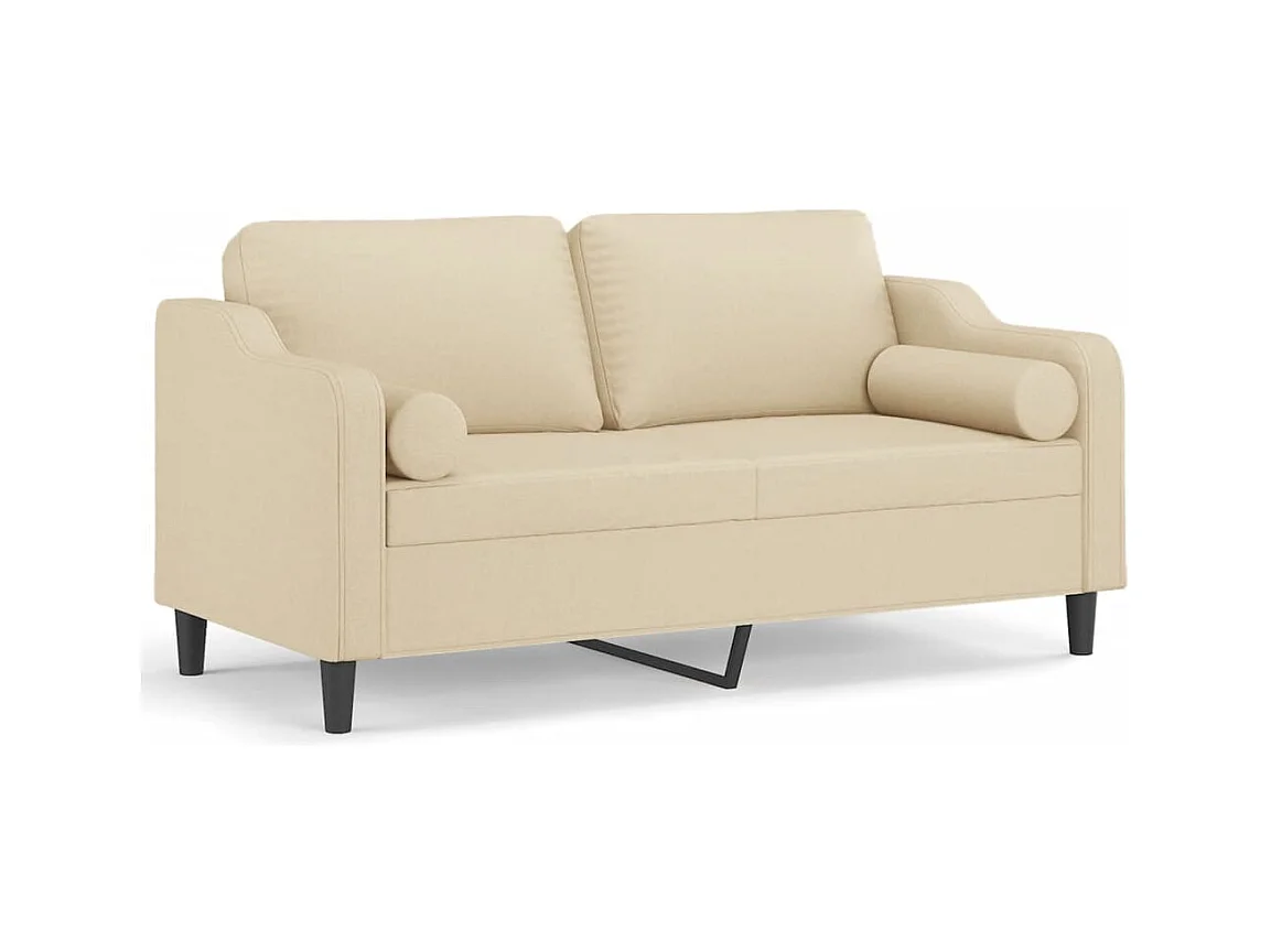 Canapé 2 places avec oreillers décoratifs crème 140 cm tissu REO14592