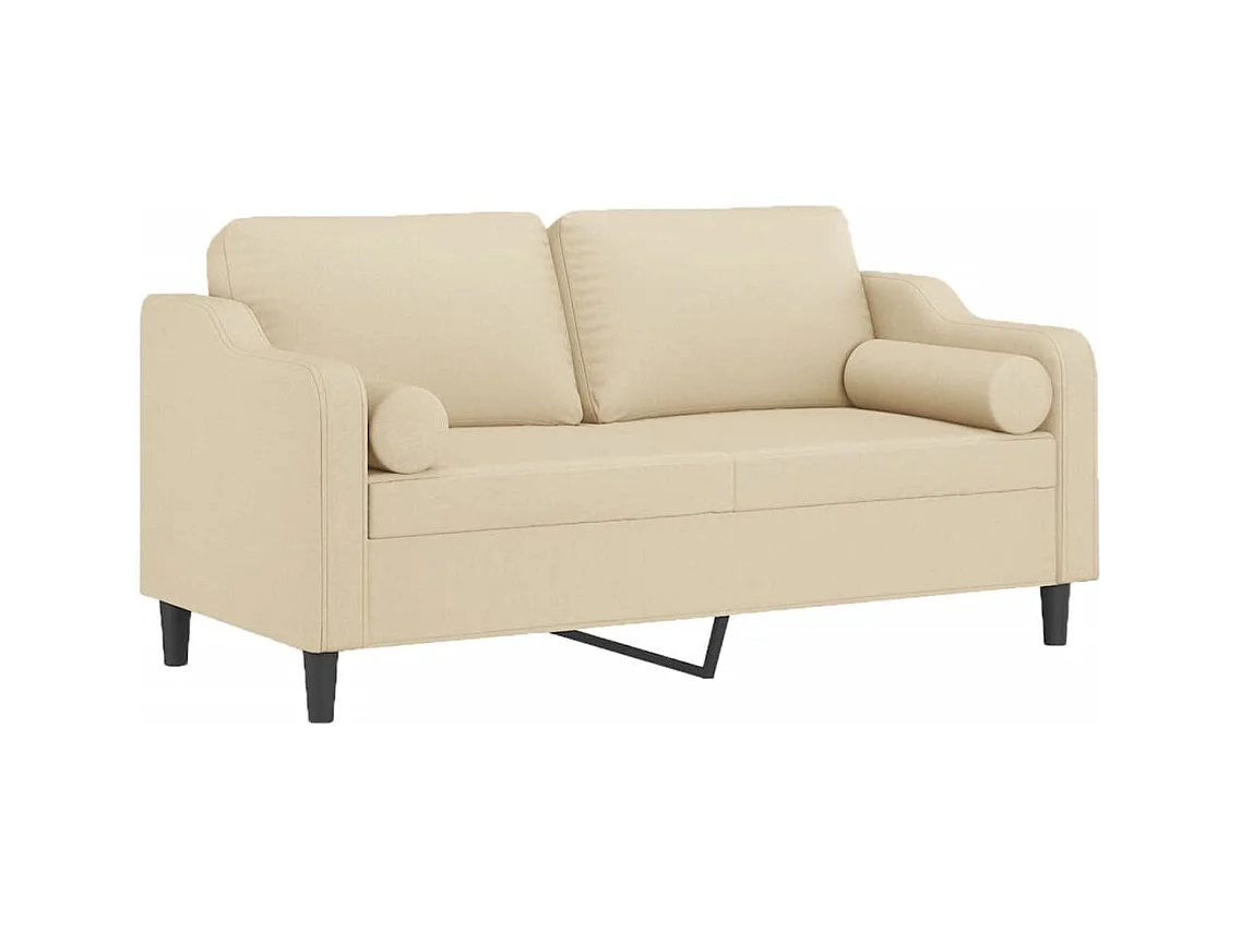 Canapé 2 places avec oreillers décoratifs crème 140 cm tissu REO14592