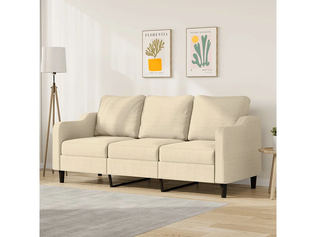 Driezitsbank 180 cm stof crèmekleurig NL651766