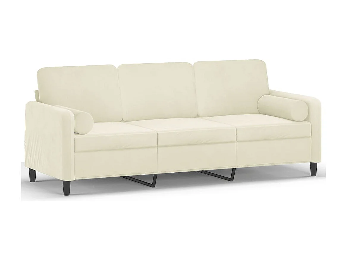 Canapé 3 places avec oreillers décoratifs crème 180 cm velours REO21595