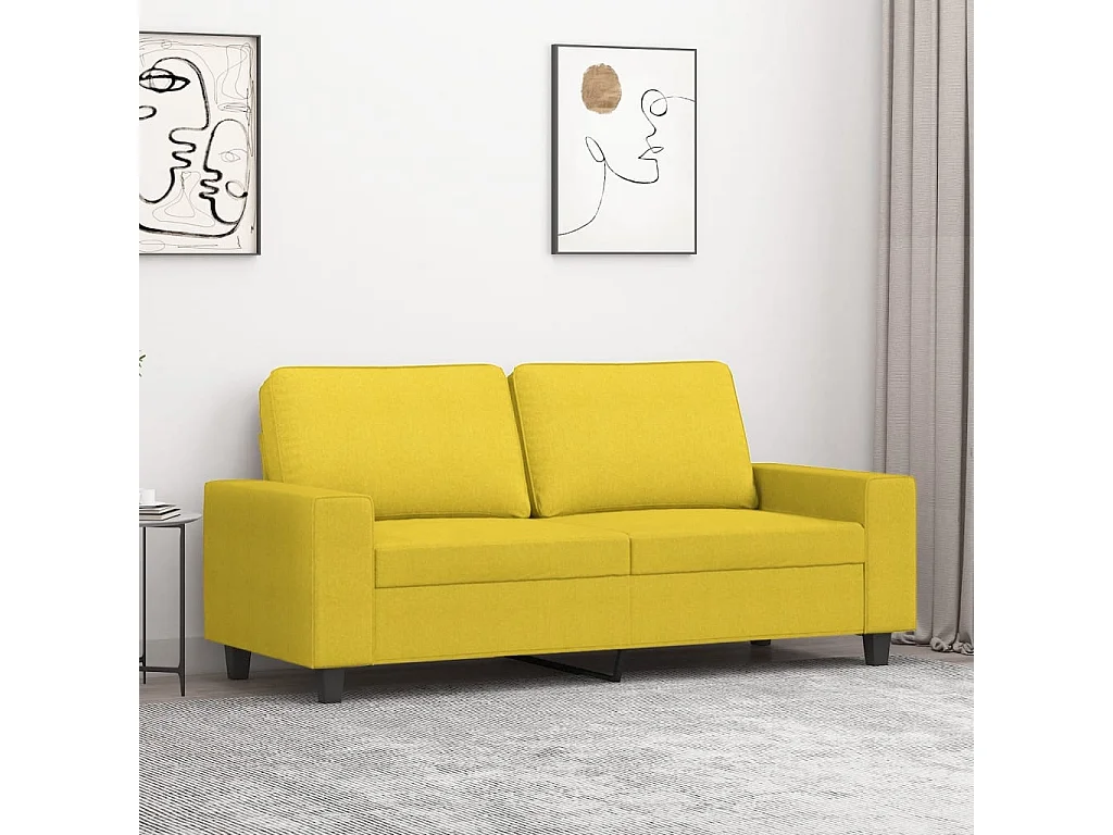 Canapé à 2 places Jaune clair 140 cm Tissu REO47729