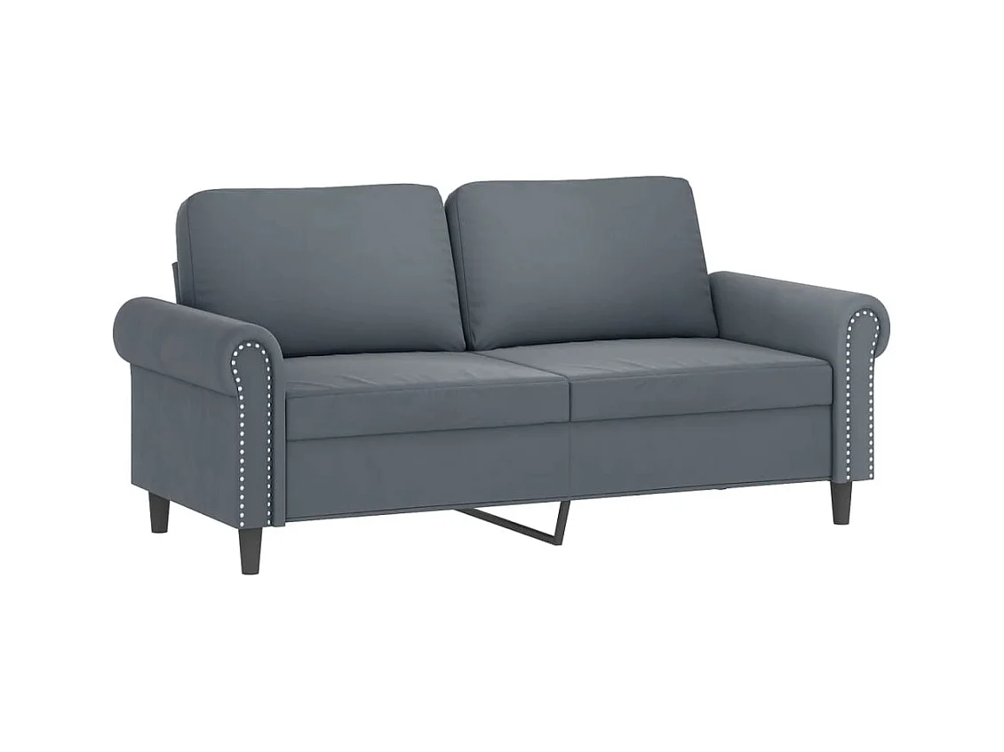 Canapé 2 places avec oreillers gris foncé 140 cm velours REO49547
