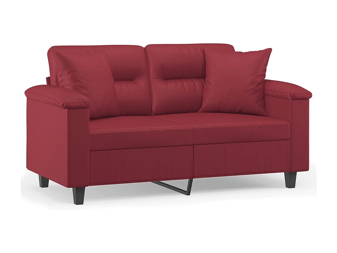 Sofá 2 lugares +almofadas 120cm couro artificial vermelho tinto PT928874