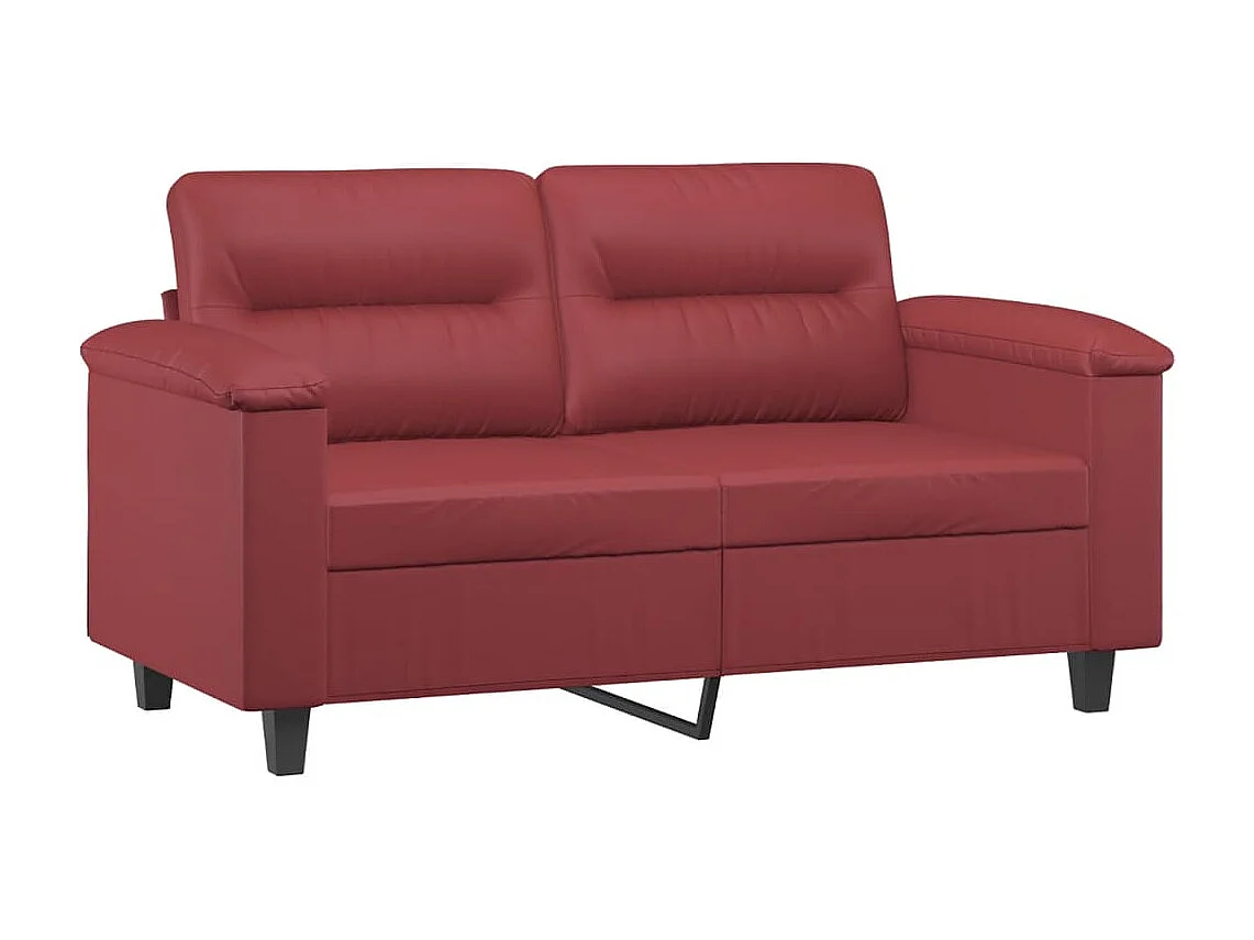 Canapé 2 places avec oreillers bordeaux 120 cm similicuir REO43754