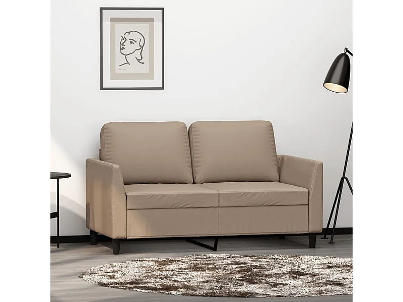 Sofá de 2 plazas de cuero sintético color capuchino 120 cm PWFG85906