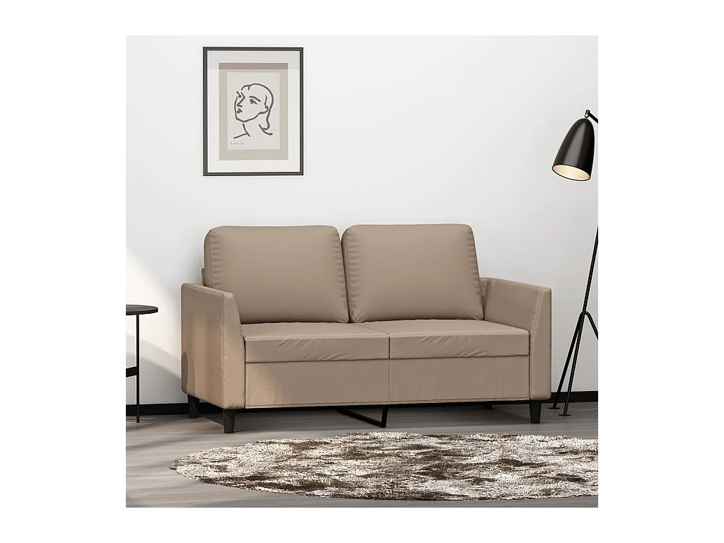 Sofá de 2 plazas de cuero sintético color capuchino 120 cm PWFG85906