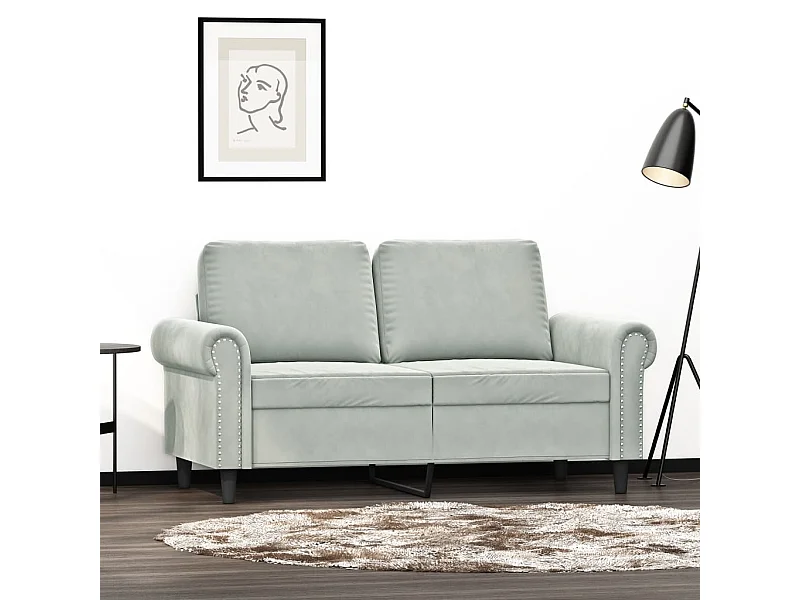 Sofá de 2 lugares 120 cm veludo cinzento-claro PT281313