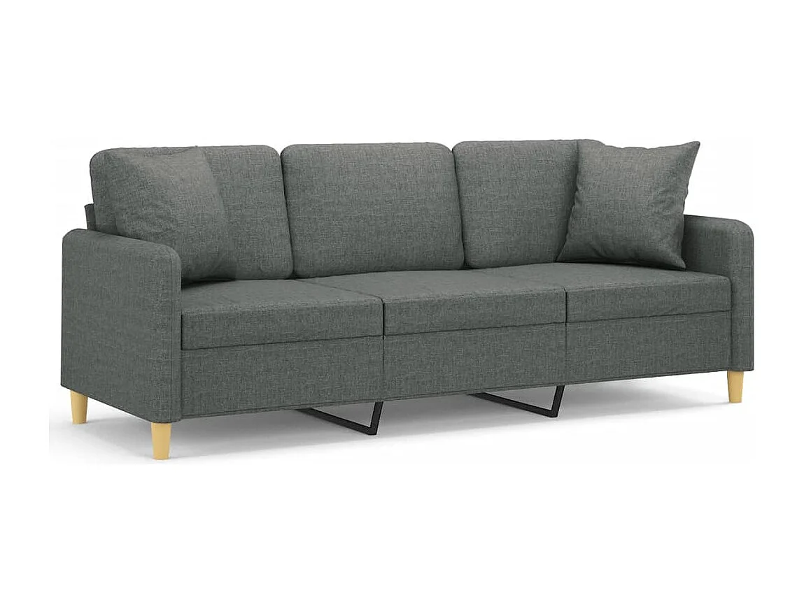Canapé 3 places avec oreillers gris foncé 180 cm tissu REO52301