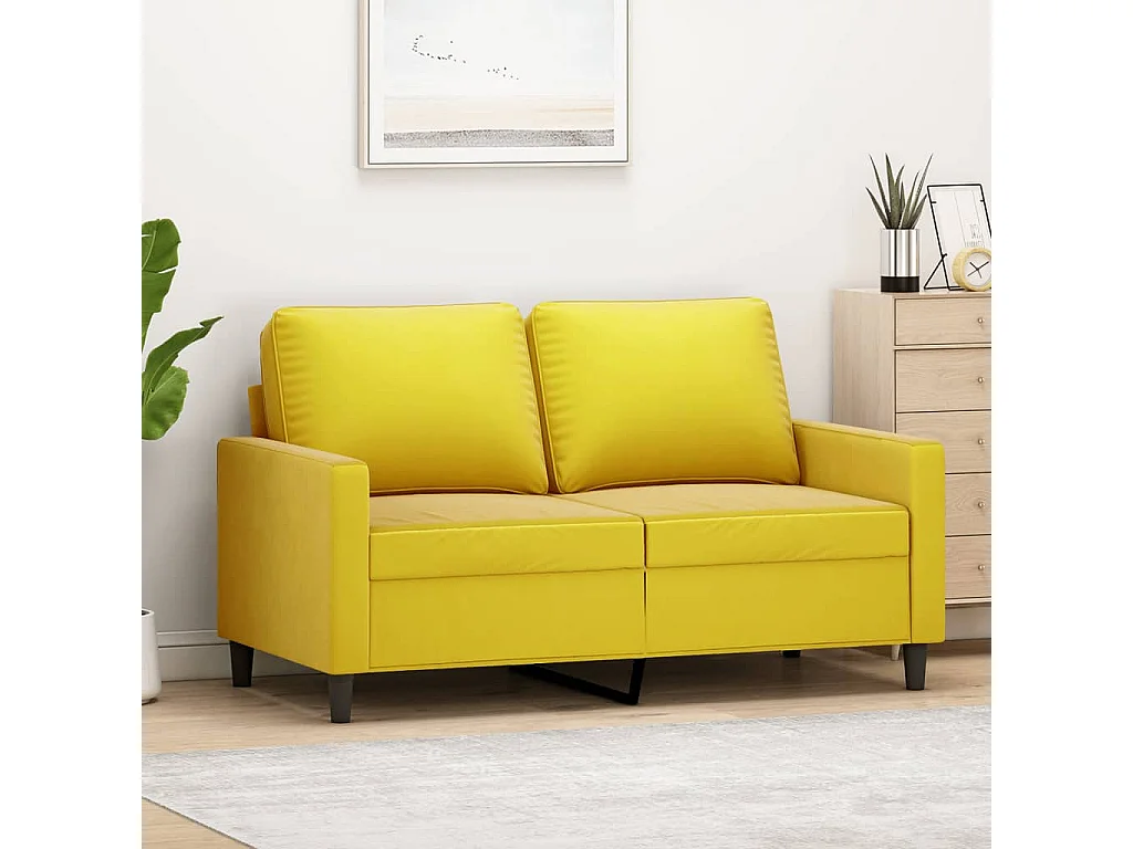 Canapé à 2 places Jaune 120 cm Velours REO52932