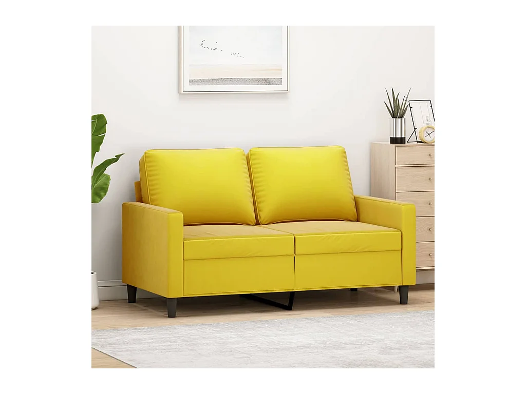 Canapé à 2 places Jaune 120 cm Velours REO52932