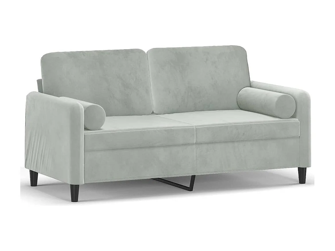Canapé 2 places avec oreillers gris clair 140 cm velours REO75648