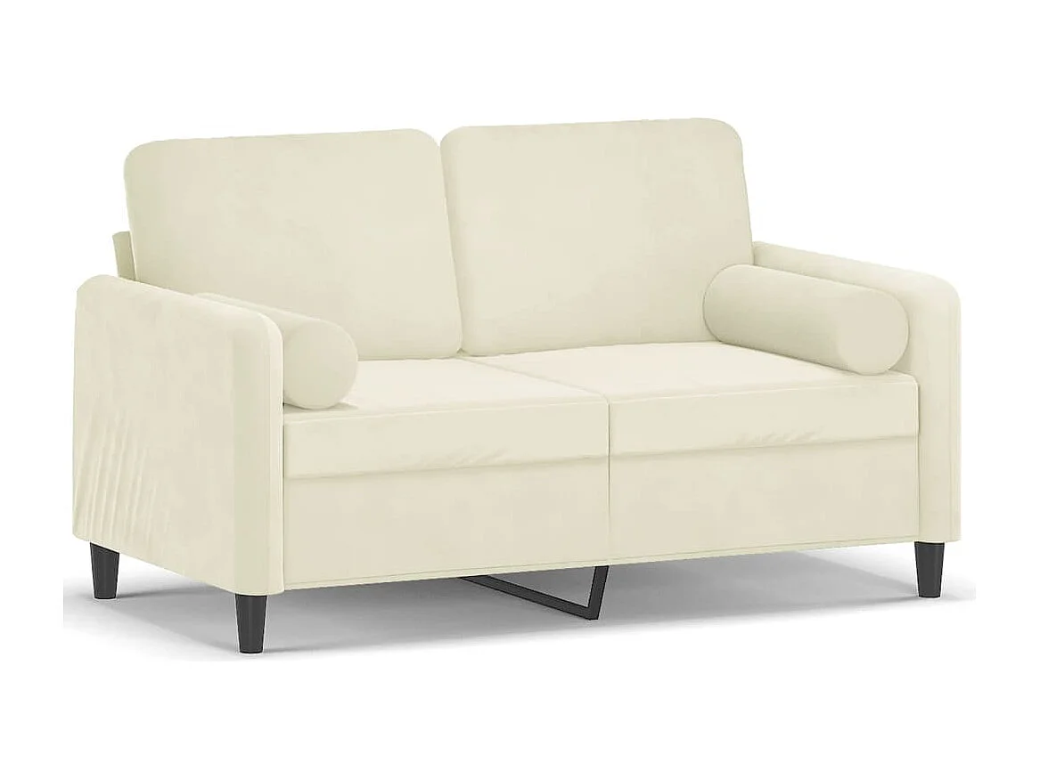 Canapé 2 places avec oreillers décoratifs crème 120 cm velours REO88385