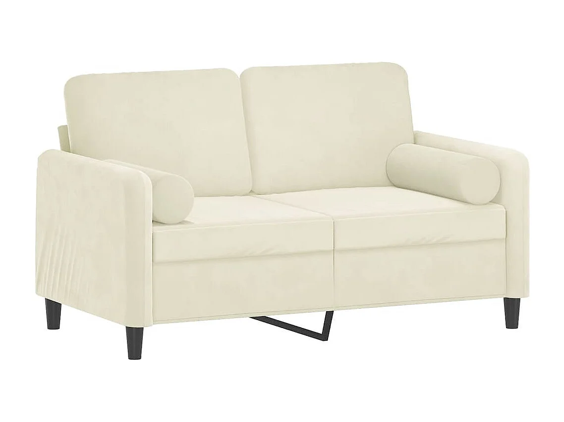 Canapé 2 places avec oreillers décoratifs crème 120 cm velours REO88385