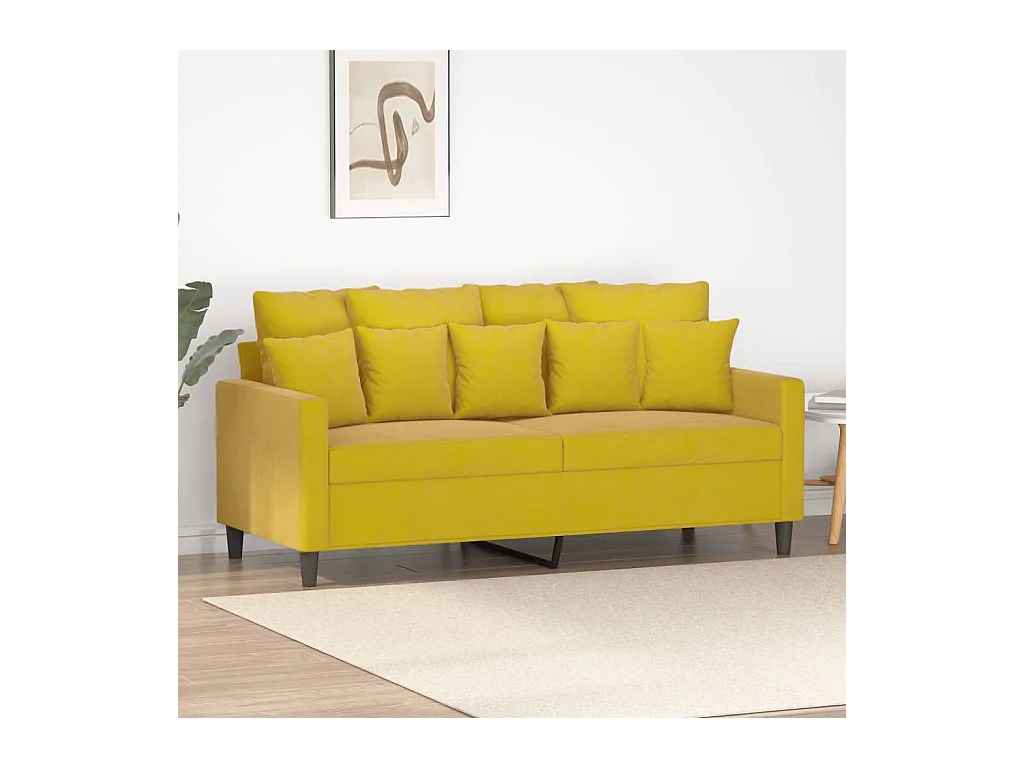 Canapé à 2 places Jaune 140 cm Velours REO31175