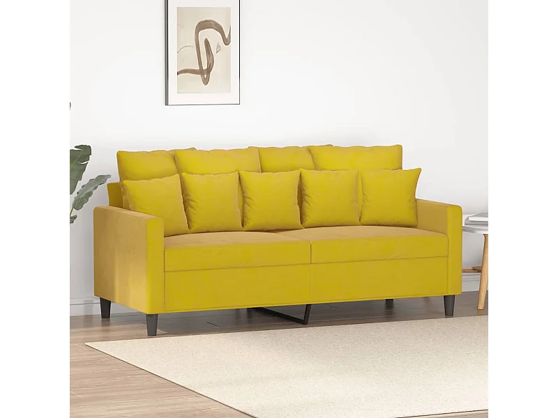 Canapé à 2 places Jaune 140 cm Velours REO31175