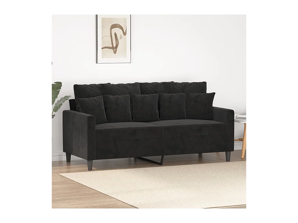 Canapé à 2 places Noir 140 cm Velours REO74699