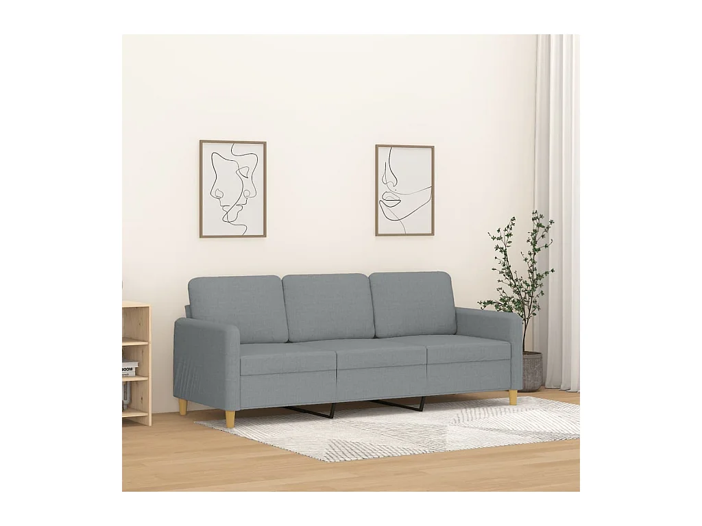 Canapé à 3 places Gris clair 180 cm Tissu REO48044
