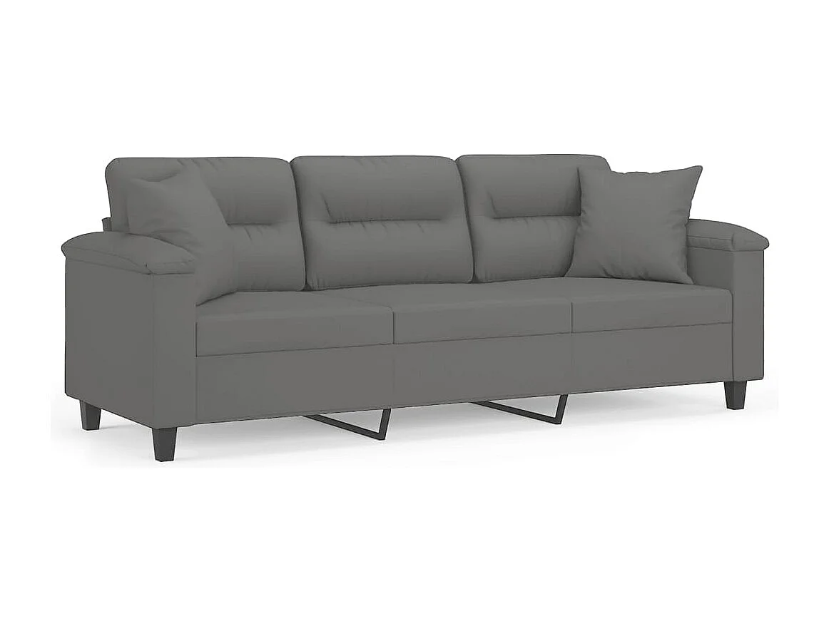 Canapé 3 places avec oreillers gris foncé 180 cm REO37981