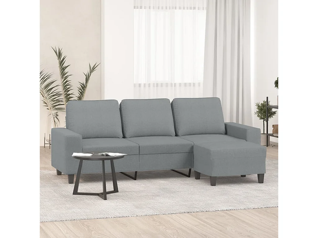 Canapé à 3 places avec repose-pieds Gris clair 180 cm Tissu REO79063