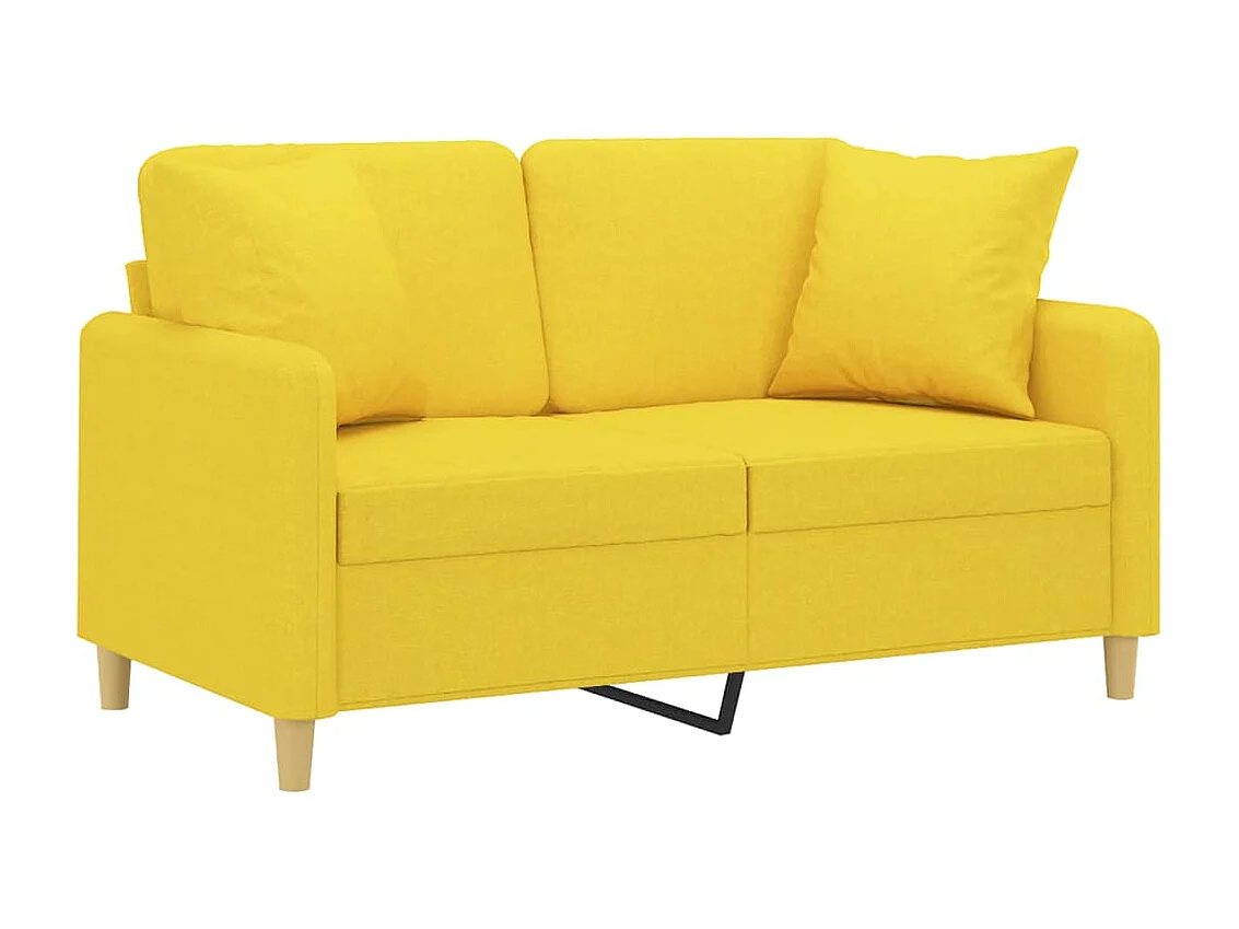 Sofá 2 lug. + almofadas decorativas 120 cm tecido amarelo-claro PT816549