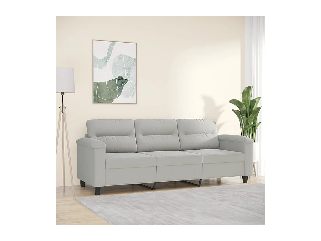 Canapé à 3 places Gris clair 180 cm Tissu microfibre REO13750