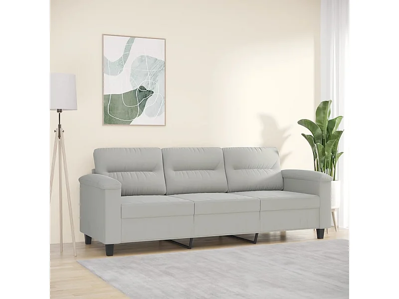 Driezitsbank 180 cm microvezelstof lichtgrijs NL810264