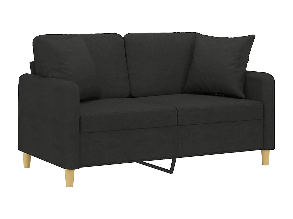 Canapé 2 places avec oreillers décoratifs noir 120 cm tissu REO29864