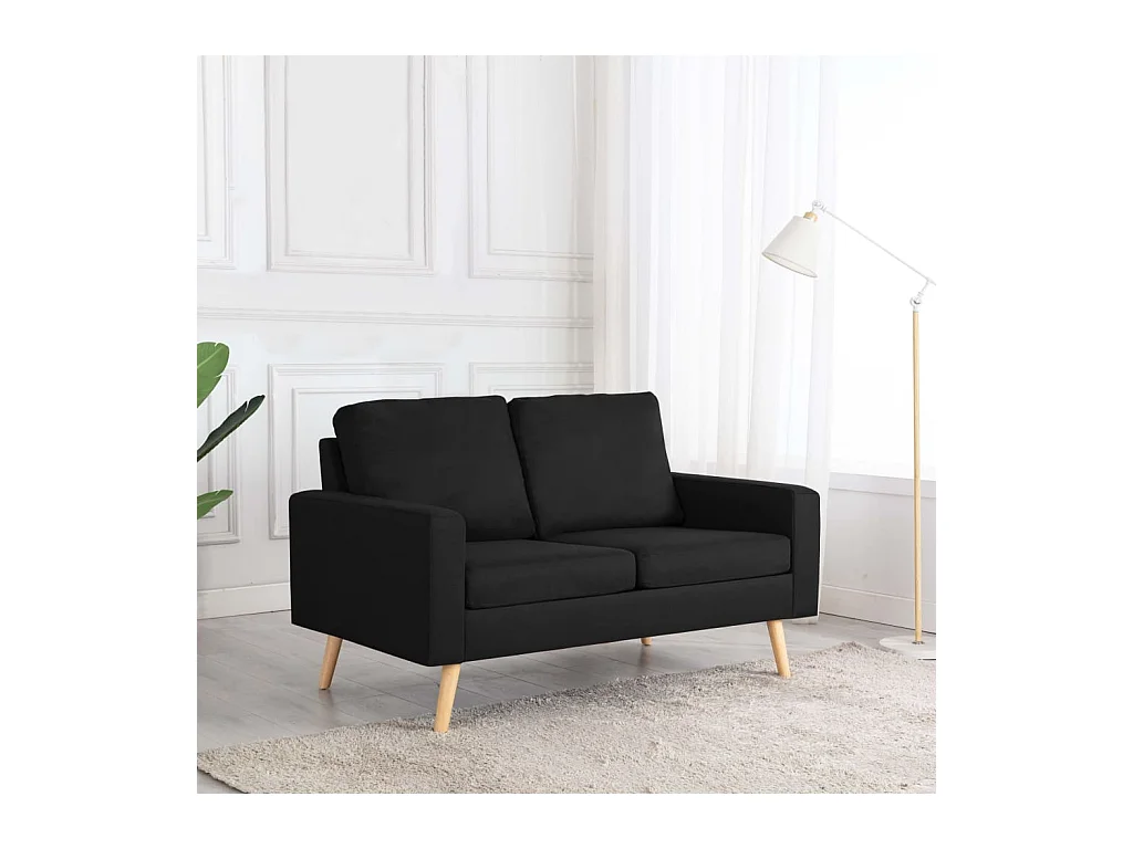 Canapé à 2 places Noir Tissu REO41511
