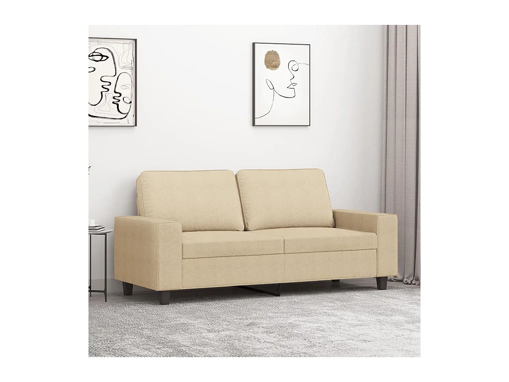 Canapé à 2 places Crème 140 cm Tissu REO96693