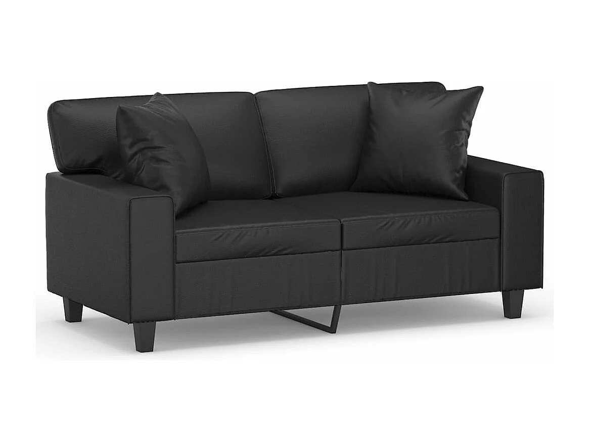 Sofá de 2 plazas con cojines cuero sintético negro 120 cm PWFG21831