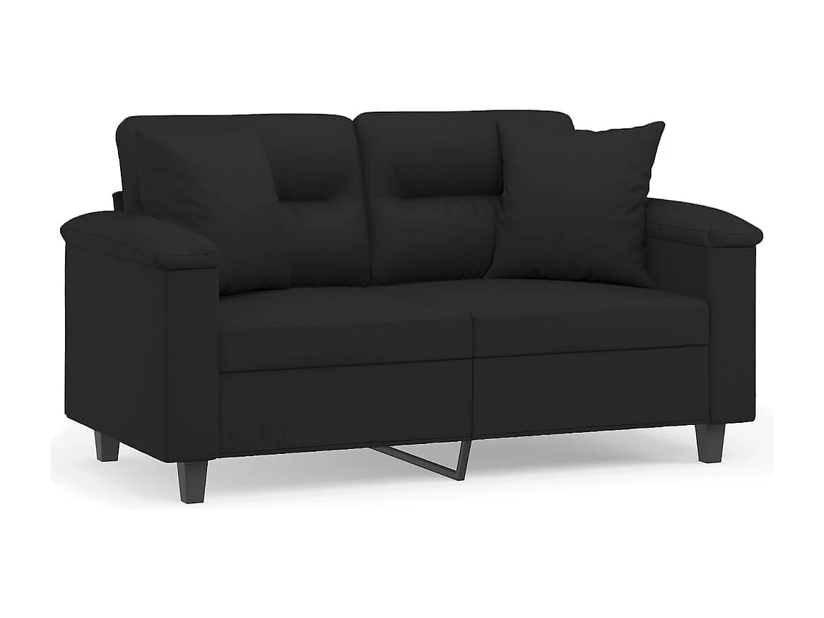 Sofá de 2 plazas con cojines tela de microfibra negro 120 cm PWFG97782
