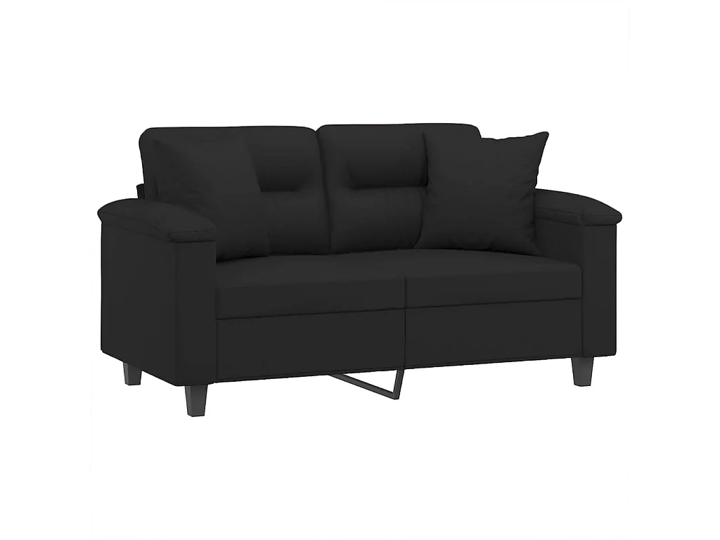 Sofá de 2 plazas con cojines tela de microfibra negro 120 cm PWFG97782