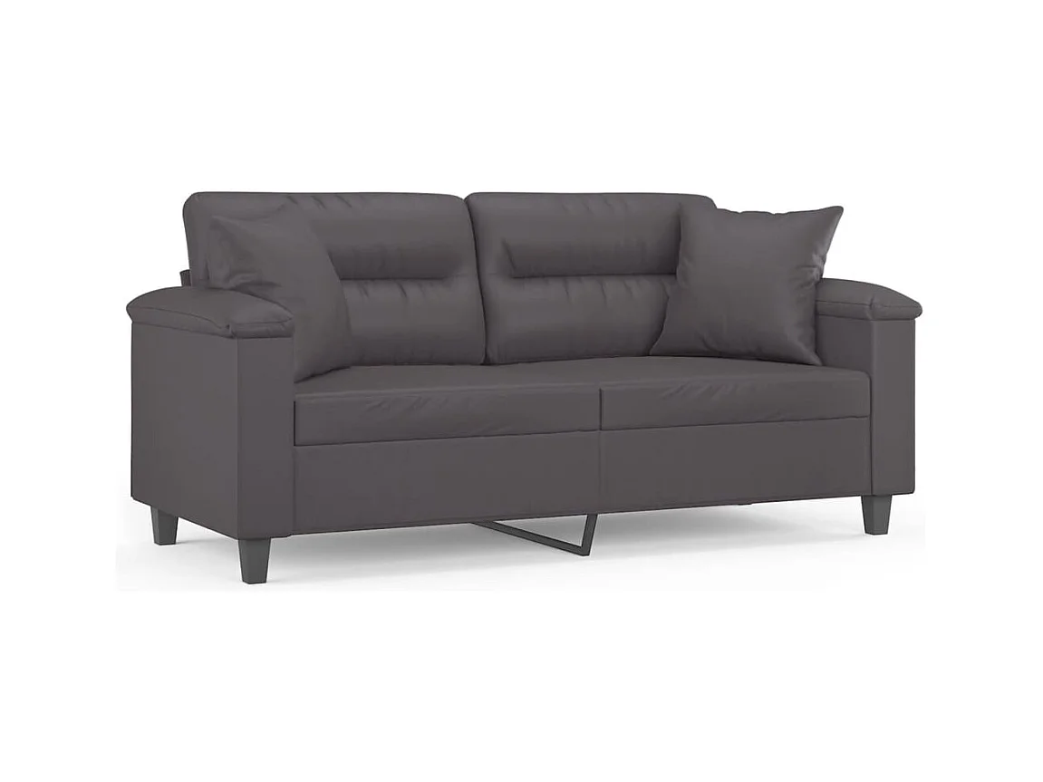 Tweezitsbank met sierkussens 140 cm kunstleer grijs NL943096