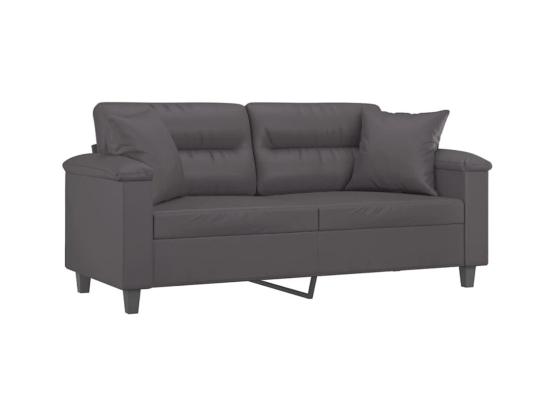 Tweezitsbank met sierkussens 140 cm kunstleer grijs NL943096