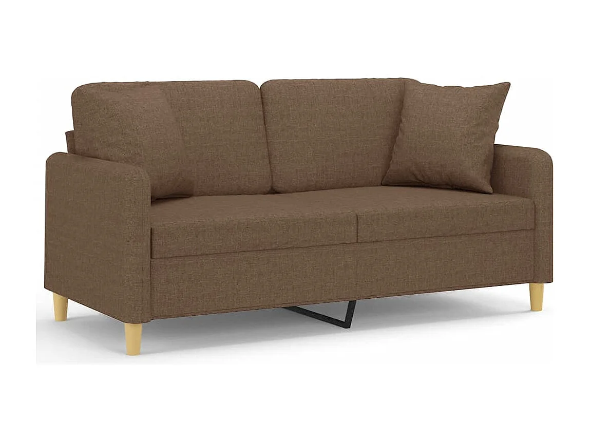 Sofá de 2 plazas con cojines tela marrón 140 cm PWFG35348