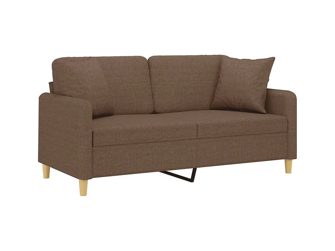 Canapé 2 places avec oreillers décoratifs marron 140 cm tissu REO65957