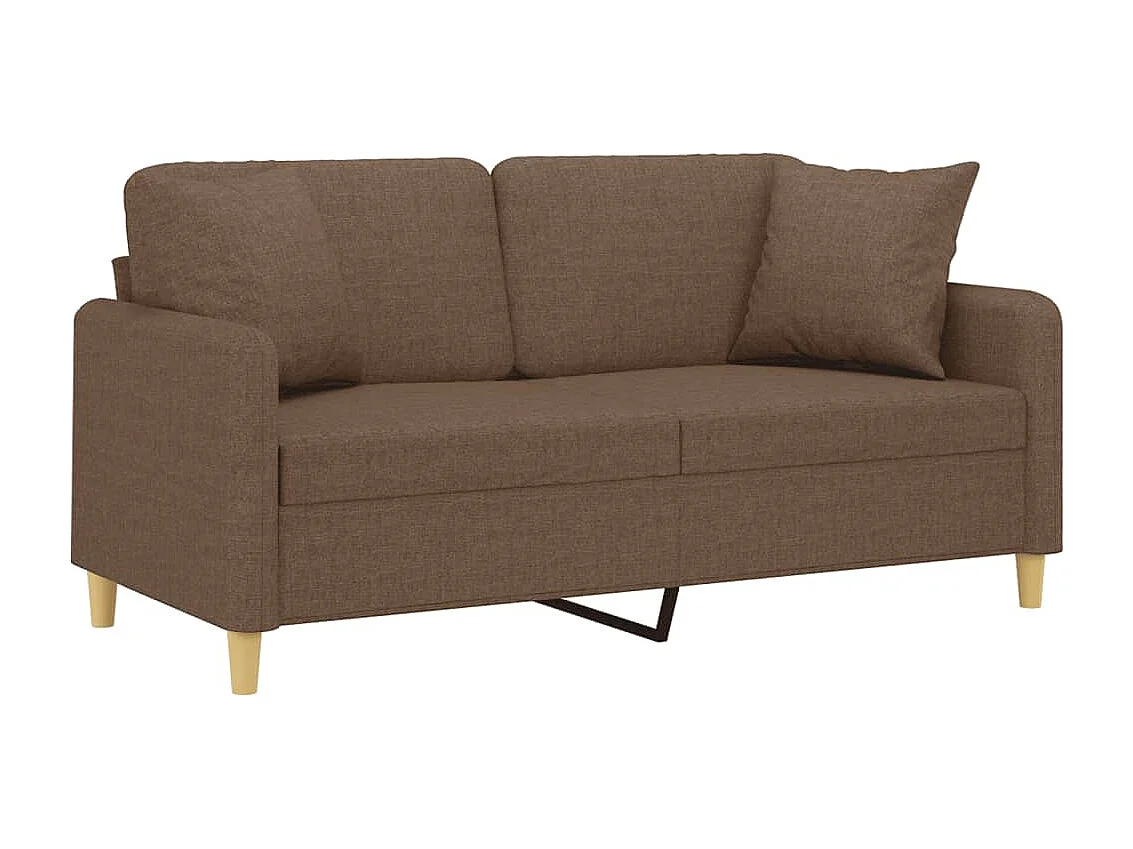 Canapé 2 places avec oreillers décoratifs marron 140 cm tissu REO65957