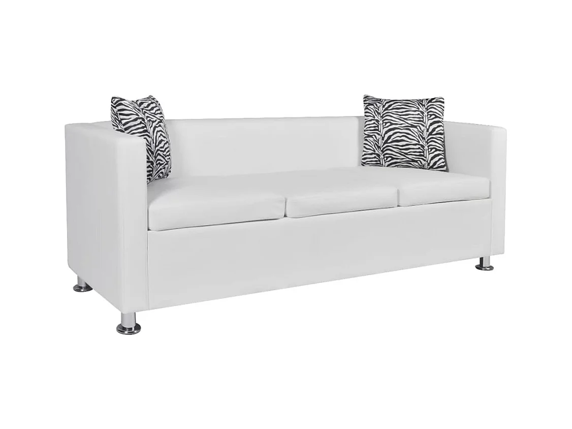 Canapé à 3 places Cuir synthétique Blanc REO76361