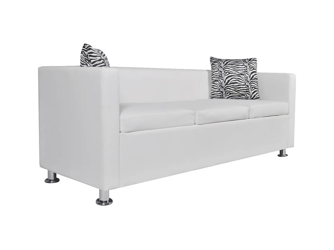 Canapé à 3 places Cuir synthétique Blanc REO76361