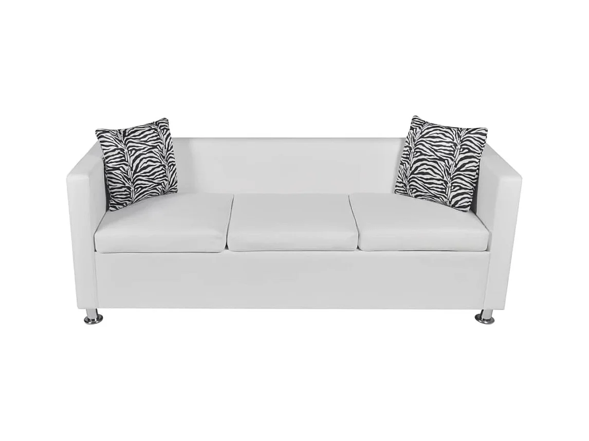 Canapé à 3 places Cuir synthétique Blanc REO76361
