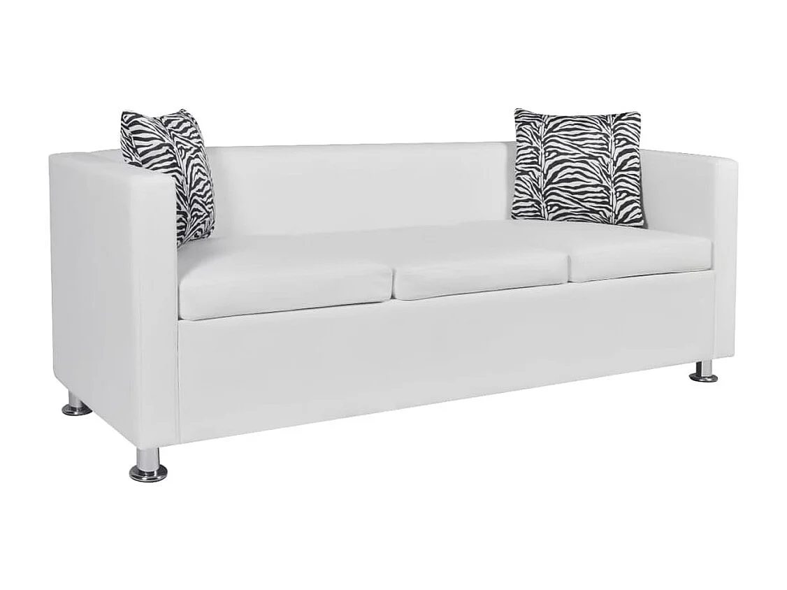 Canapé à 3 places Cuir synthétique Blanc REO76361