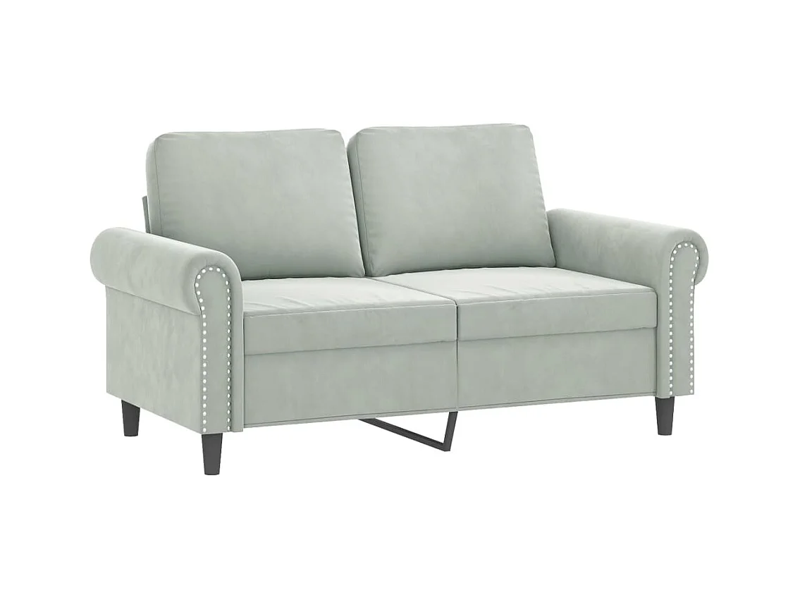 Canapé 2 places avec oreillers gris clair 120 cm velours REO18137