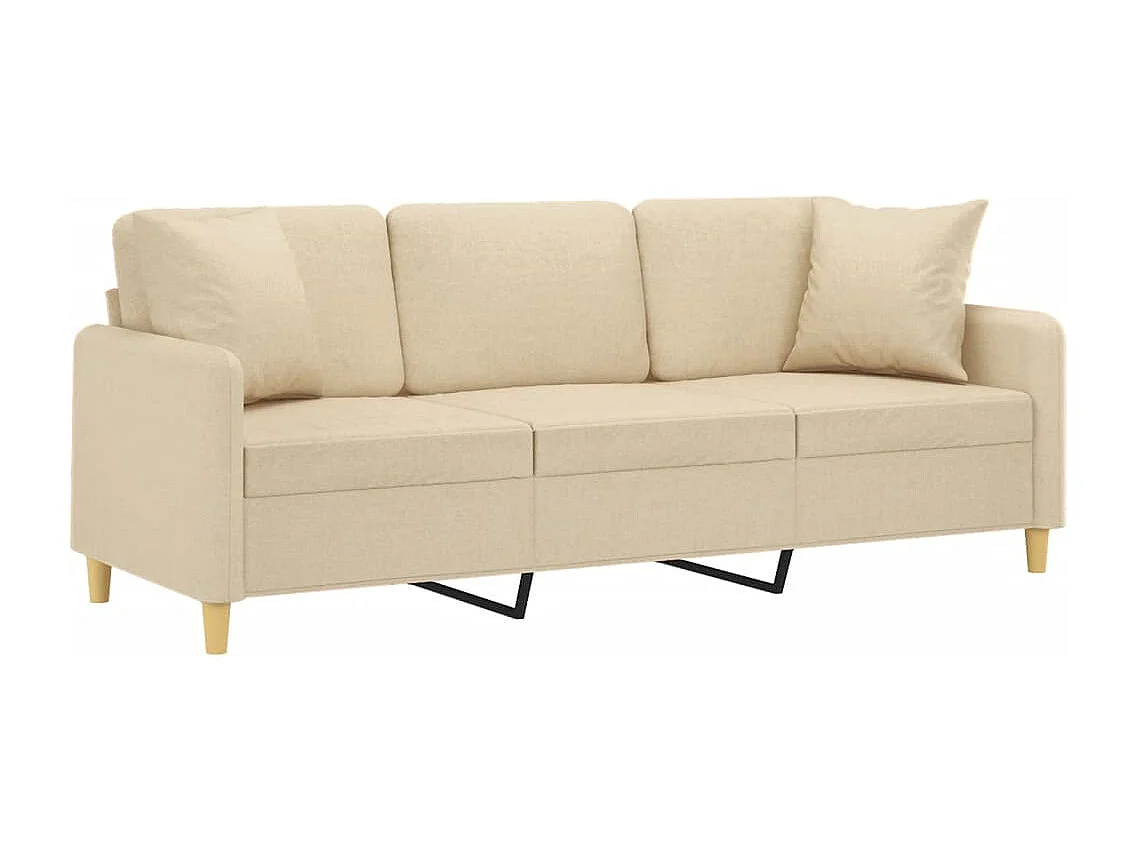 Canapé 3 places avec oreillers décoratifs crème 180 cm tissu REO86507